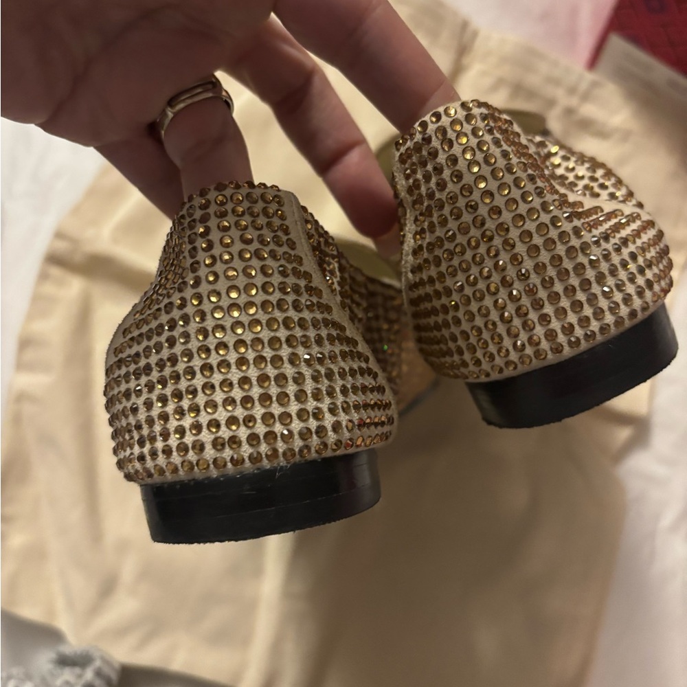 Tory Burch leather crystal Loafers in new cream size 7.5 - Picture 8 of 14